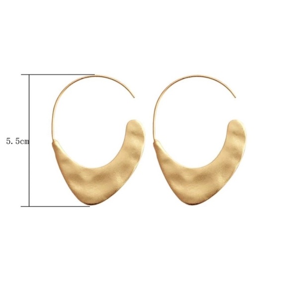 New Anthropologie Gold/ Silver Carissa Crescent Hoop Earrings - Picture 3 of 3